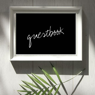 Modern Black & White Script Minimalistic Wedding Poster