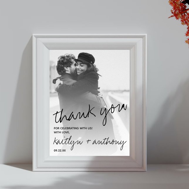 Modern Black & White Script Minimalistic Wedding Poster (Creator Uploaded)