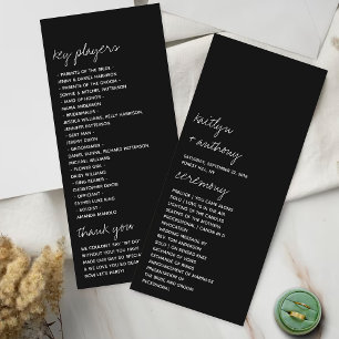 Modern Black & White Script Minimalistic Wedding Program