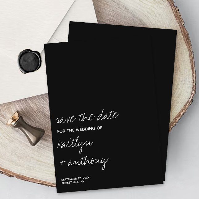 Modern Black & White Script Minimalistic Wedding Save The Date (Creator Uploaded)