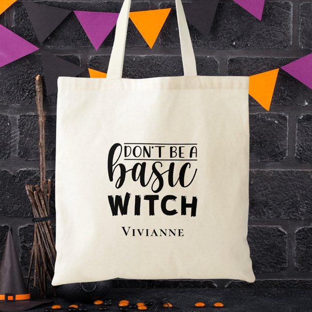 Modern Black & White Script Typography Halloween Tote Bag (Creator Uploaded)