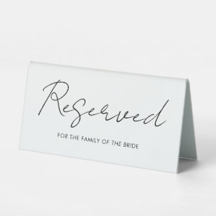 Modern Black & White Script Wedding Reserved Table