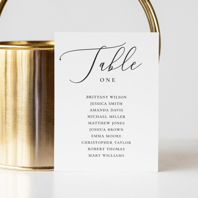 Modern Black & White Script Wedding Seating Chart Invitation (Creator Uploaded)