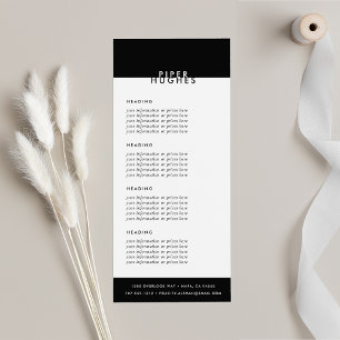 Modern Black & White Services or Price List Rack Card