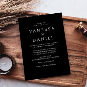 Modern Black & White Simple Elegance Wedding Invitation