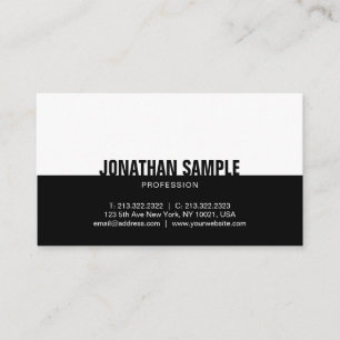 Modern Black&White Simple Elegant Plain Trendy Business Card