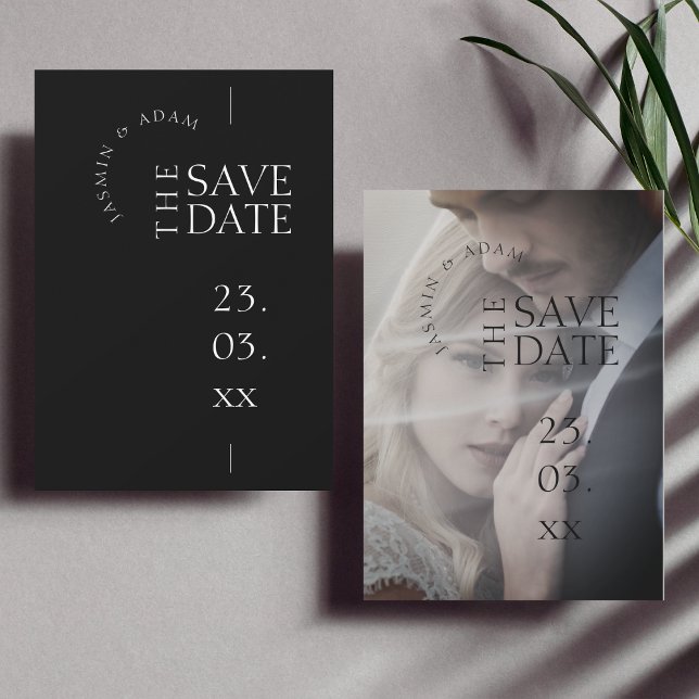 Modern Black White Simple Photo Wedding Save The Date (Creator Uploaded)