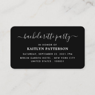 Modern Black & White Simple Script Bachelorette Enclosure Card