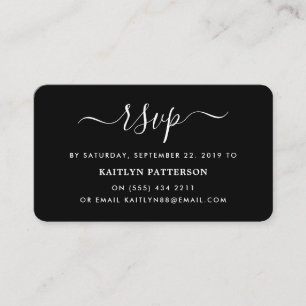 Modern Black & White Simple Script RSVP Enclosure Card