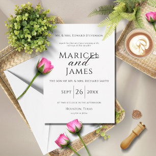 Modern Black & White Simple Wedding Invitation