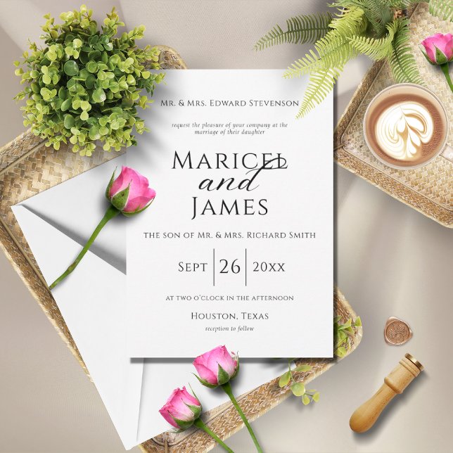Modern Black & White Simple Wedding Invitation (Creator Uploaded)