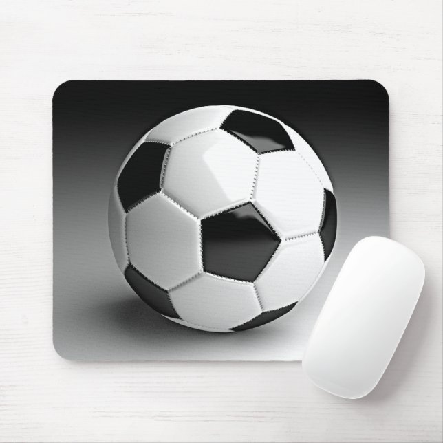 Modern Black White Soccer Sport Photography Mouse Pad (With Mouse)