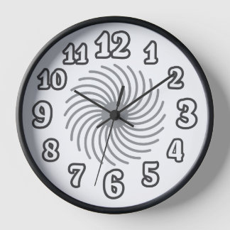 Modern Black & White Spiral Funky Numerals Clock ⏰