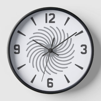 Modern Black & White Spiral Geometric Pattern Clock
