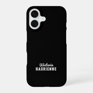 Modern Black White Sports Monogram Name iPhone 16 Case