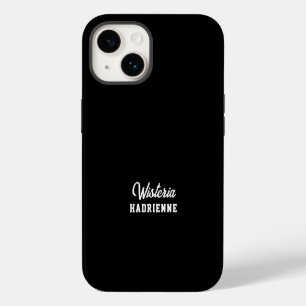 Modern Black White Sports Monogram Name iPhone 14 Case