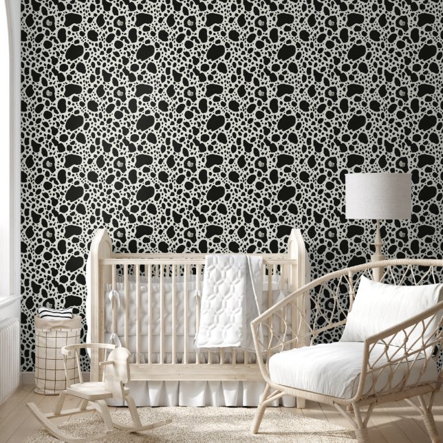 Modern Black & White Spot Wallpaper (Kids)