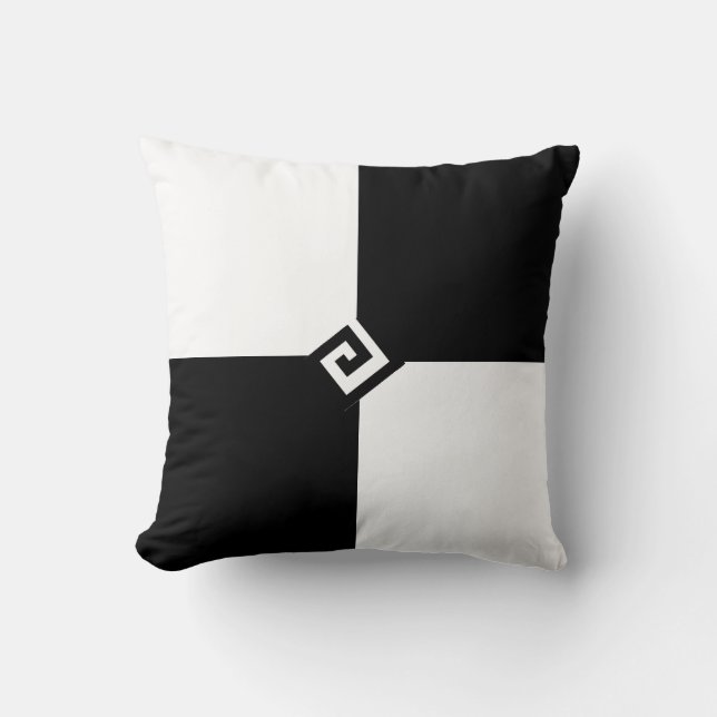 Modern Black White Squares Cushion (Front)