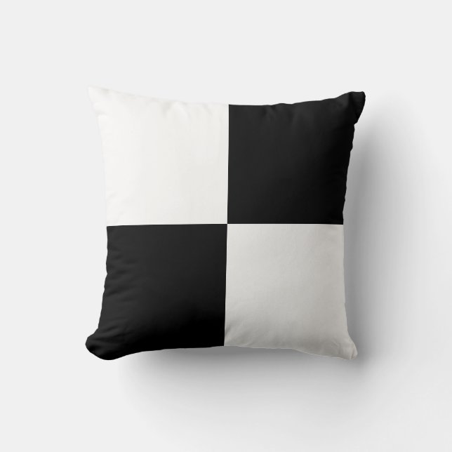 Modern Black White Squares Cushion (Front)