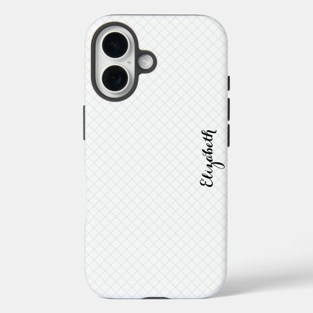 Modern Black White Squares Monogrammed Stylish Case-Mate iPhone Case (Back)
