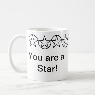 Modern Black & White Star Personalised Mug