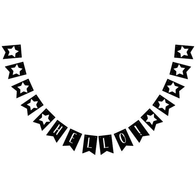 Modern Black & White Stars Hello Bunting (All)