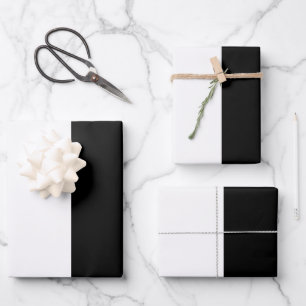 Modern Black & White Stripe Colour block Wrapping Paper Sheet