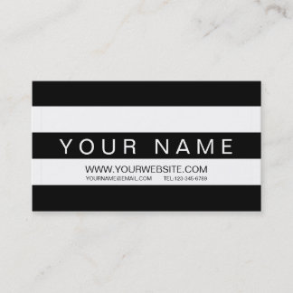 Modern Black & White Striped Business Card
