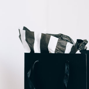 Modern Black White Striped  Tissue Paper