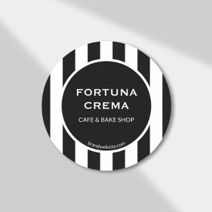 Modern Black & White Stripes Business Name  Classic Round Sticker