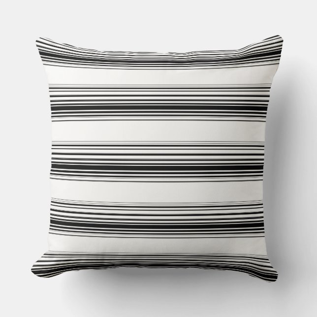 Modern black white stripes cushion (Front)