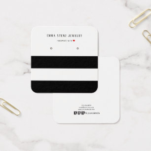 Modern Black White Stripes Earring Display Card