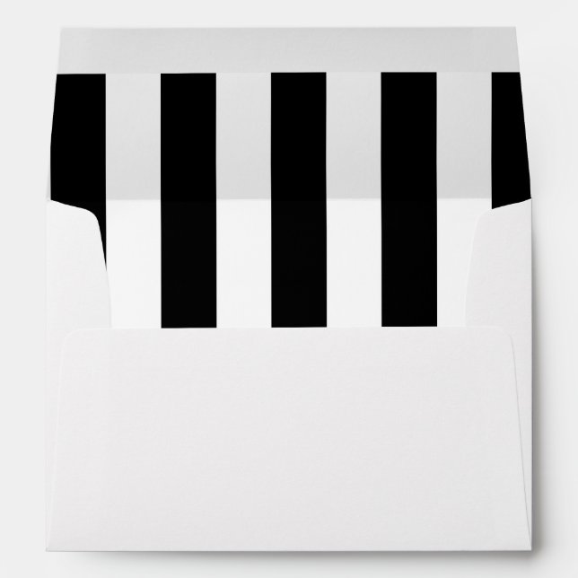 Modern Black White Stripes for 5x7 Invitation Card Envelopes (Back (Bottom))