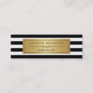Modern Black White Stripes Gold Label Mini Card
