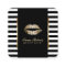 Modern Black White Stripes Gold Lips Makeup Artist
