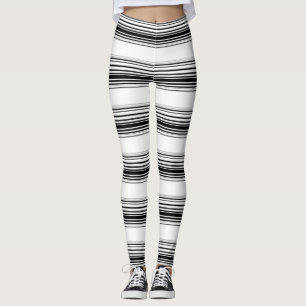 Modern black white stripes leggings