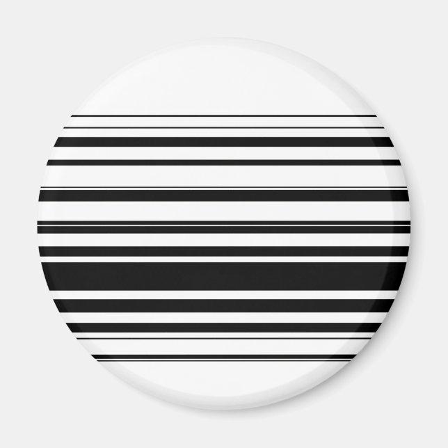 Modern black white stripes magnet (Front)