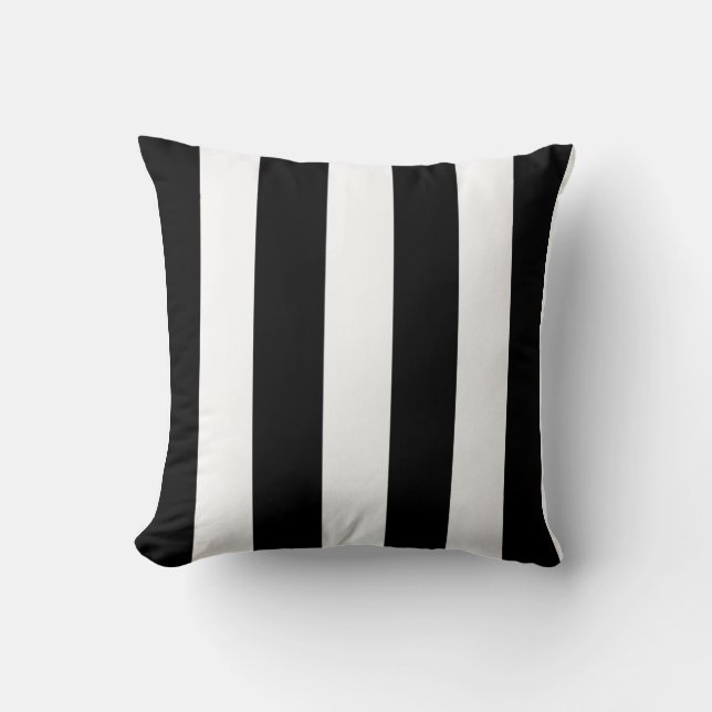 Modern Black White Stripes Pattern Cushion (Front)