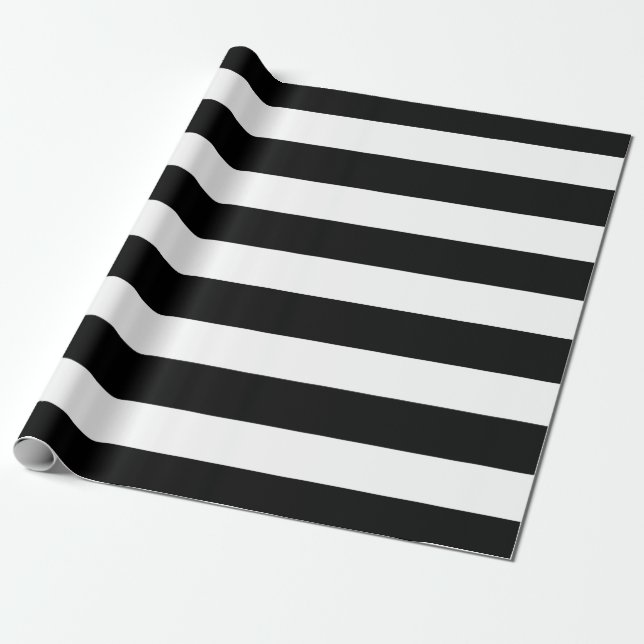 Modern Black White Stripes Pattern Wrapping Paper (Unrolled)