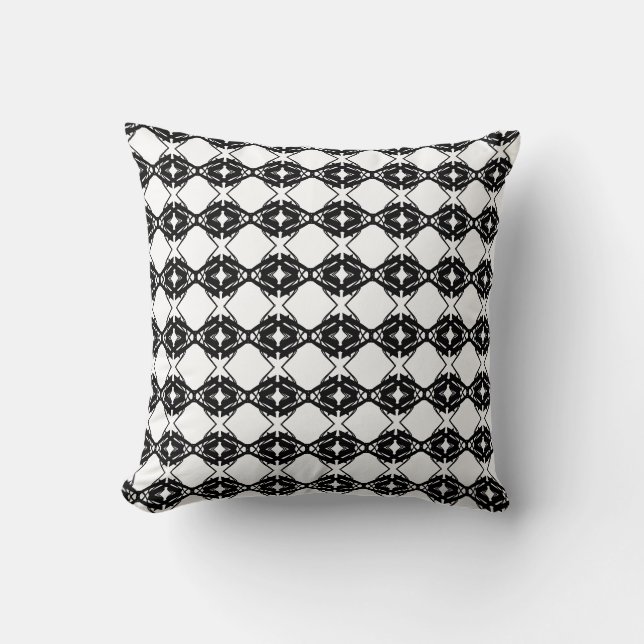 Modern Black & White Stylish Diamond Pattern Cushion (Front)