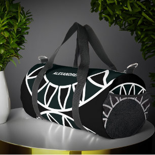 Modern Black White Stylish Elegant Personalise Duffle Bag