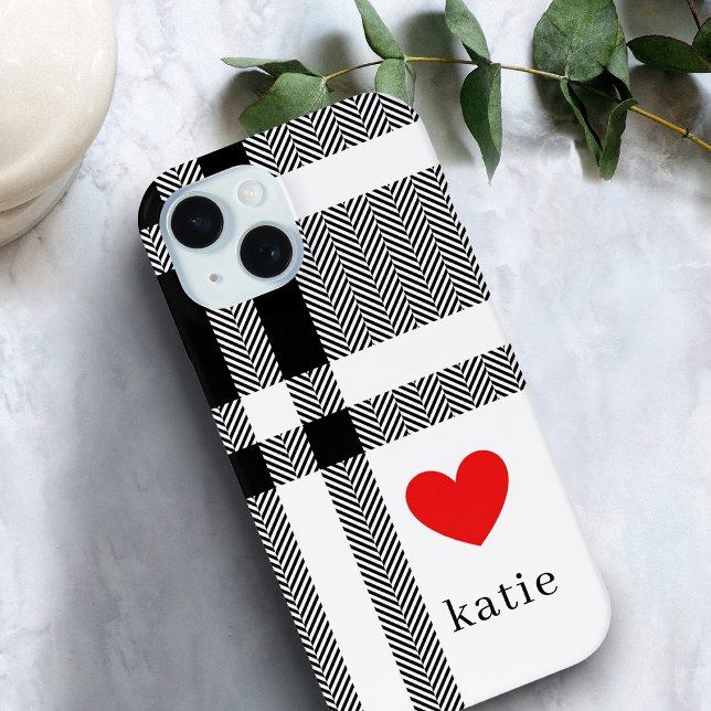 Modern Black & White Stylish Monogrammed Case-Mate iPhone Case (Creator Uploaded)