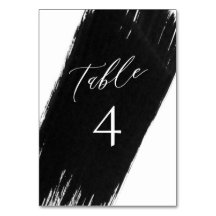 Modern Black + White Sumi Ink Table Number