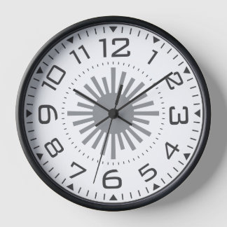 Modern Black & White Sunburst Geometric Numerals Clock
