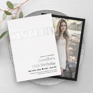 Modern Black & White Sweet 16 Typography 