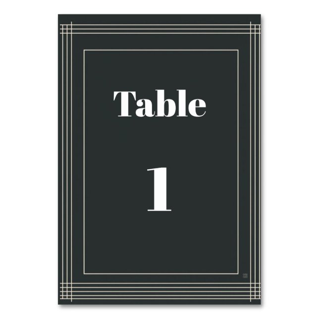 Modern Black & White Table Numbers Template | Cust (Front)