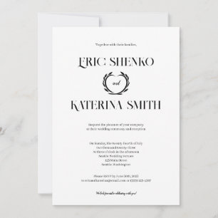 Modern Black & White Text Style Wedding Invite