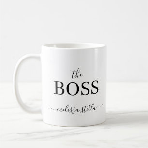 Modern Black & White The Boss Name Girly Gift Coffee Mug