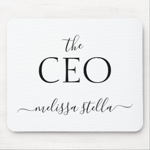 Modern Black & White The CEO Name Girly Gift Mouse Pad