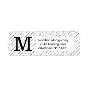 Modern Black & White Travel Typography Monogram Return Address Label